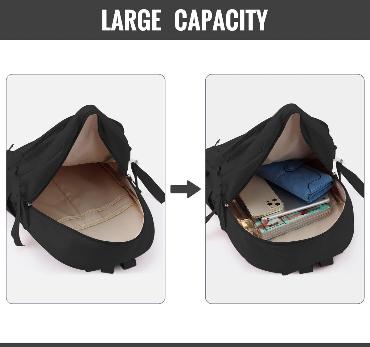 Waterproof backpack for girls - Girl's Backpack With Pin and Accessories - boys' backpack - women's backpack - Lightweight School Bag - School Student School Bag - Large Capacity Backpacks - Teenagers - High School Backpacks - Black