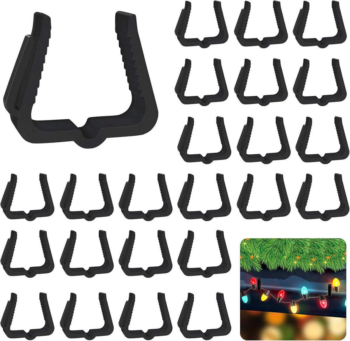 50 pieces - Christmas lighting Gutter hooks - light clips - plastic Light clip - roof edge clamps - Christmas decoration hooks - Festive lighting clamps - Outdoor roof hooks - Clips - for Christmas decoration panels, gutters, fences and roof edge decorati