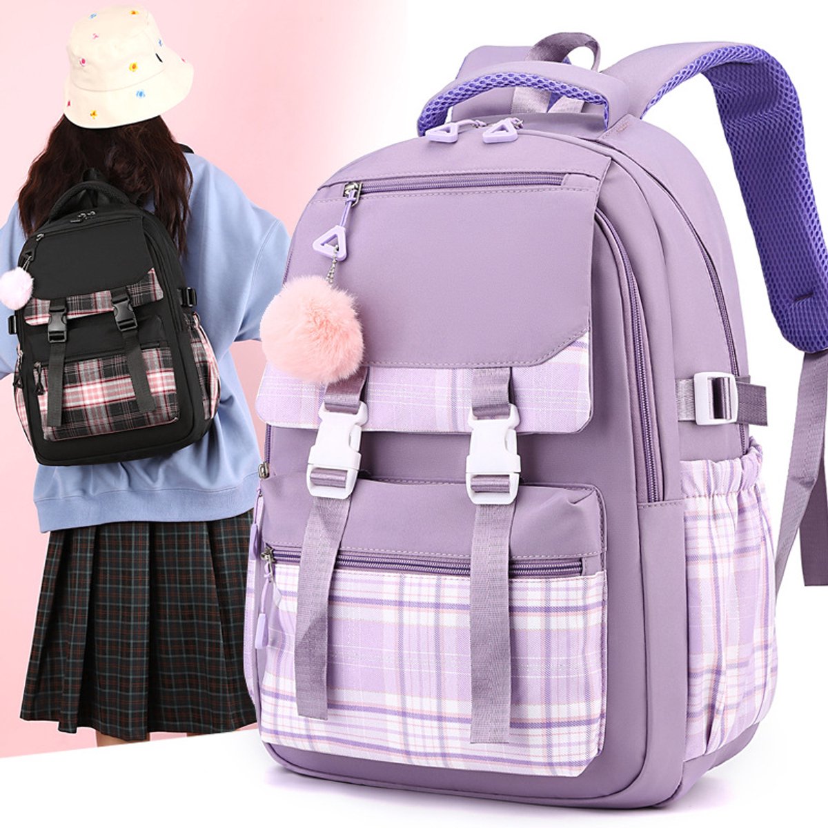 Girls School Student School Bag Outdoor Backpack - Youth school bag - Backpack - Pink - Luxury Backpack - Laptop bag - School bag - Backpack - Rucksack - Large Women's Backpack - Waterproof Women's Travel Backpack - Rucksack - Teenagers - with Laptop Comp
