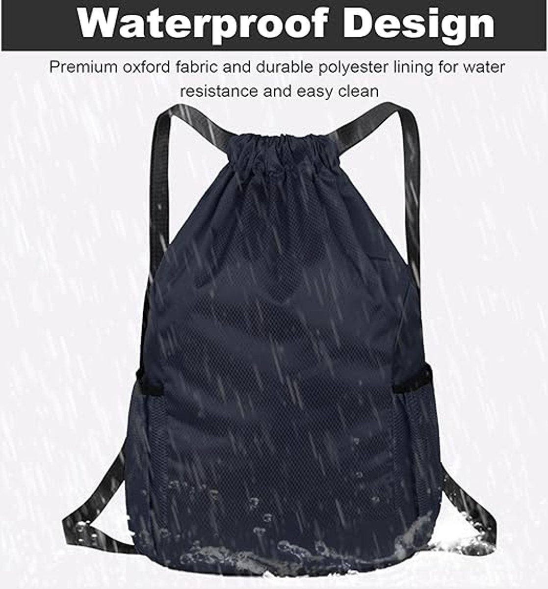 47*38*18cm - Drawstring bag - Drawstring backpack - large unisex sports backpack - with drawstring - gym bag - with two side pockets - backpack - sports bag - waterproof Oxford fabric backpack - waterproof travel bag - for beach, school, yoga, travel, out