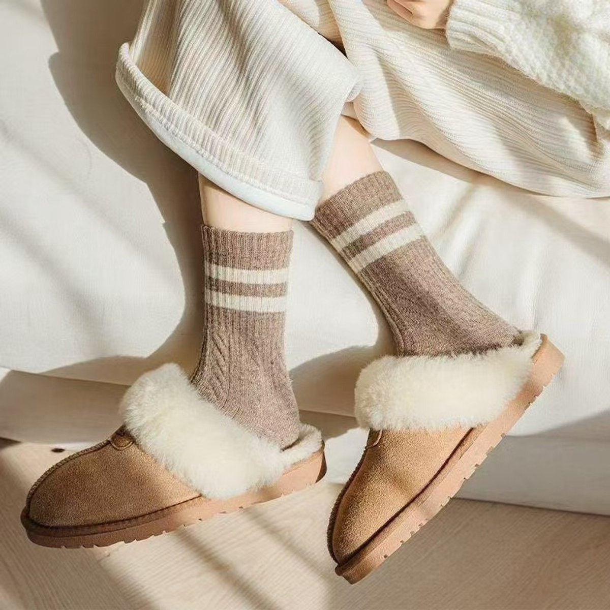 Pairs of Socks - Women's Socks - House Socks - Women's Socks Size 36/40 - Warm Socks - Knitted Socks - Warm Winter Socks - Autumn and Winter Socks - Comfortable Fashion Striped Athletic Socks - Stockings - Soft, Absorbent, Breathable