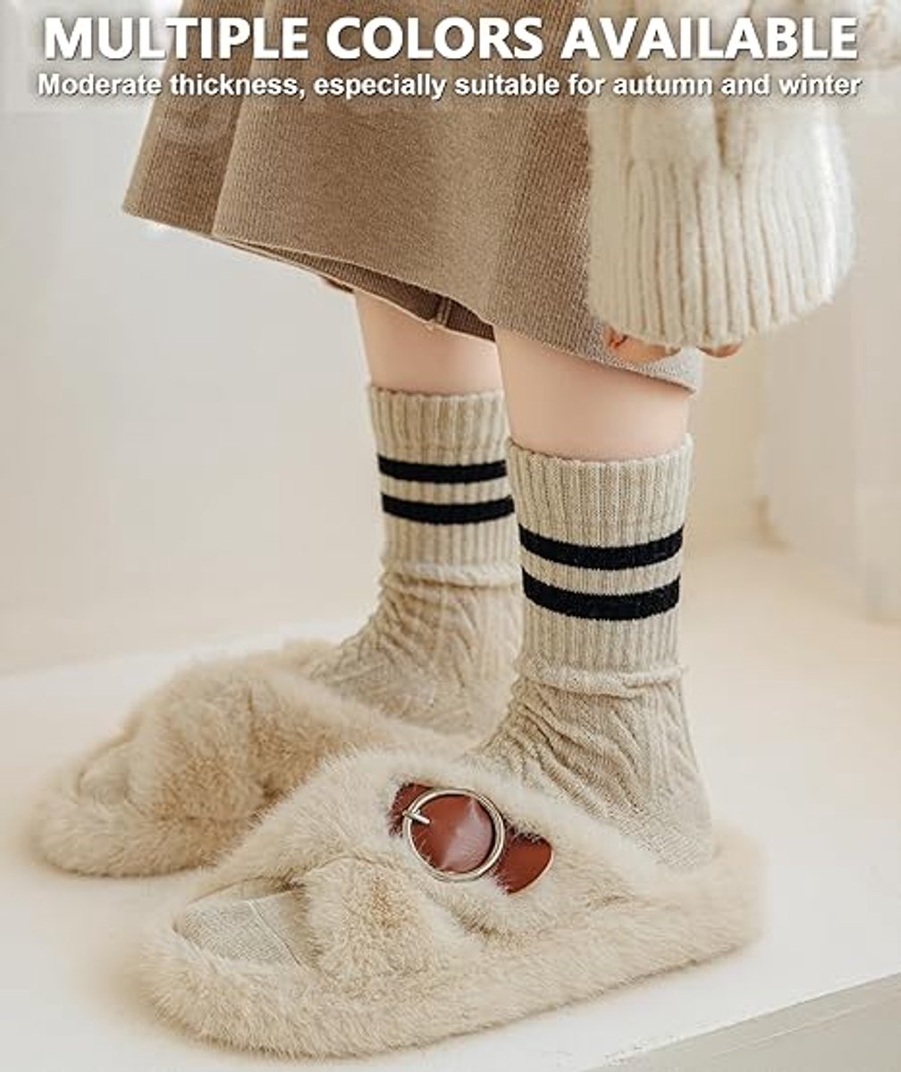 Pairs of Socks - Women's Socks - House Socks - Women's Socks Size 36/40 - Warm Socks - Knitted Socks - Warm Winter Socks - Autumn and Winter Socks - Comfortable Fashion Striped Athletic Socks - Stockings - Soft, Absorbent, Breathable