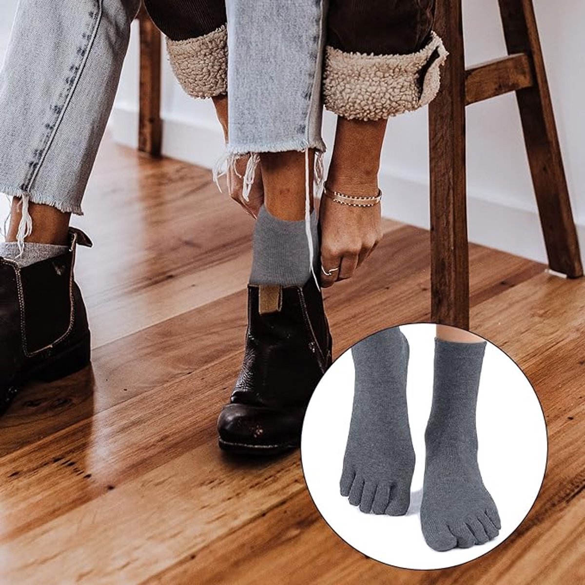 5 pairs - Toe socks - Men's 5-toe socks - detachable toe socks - five-finger socks - cotton running socks - socks - five-toe running socks - breathable running socks - black, white, light grey, dark grey, navy blue