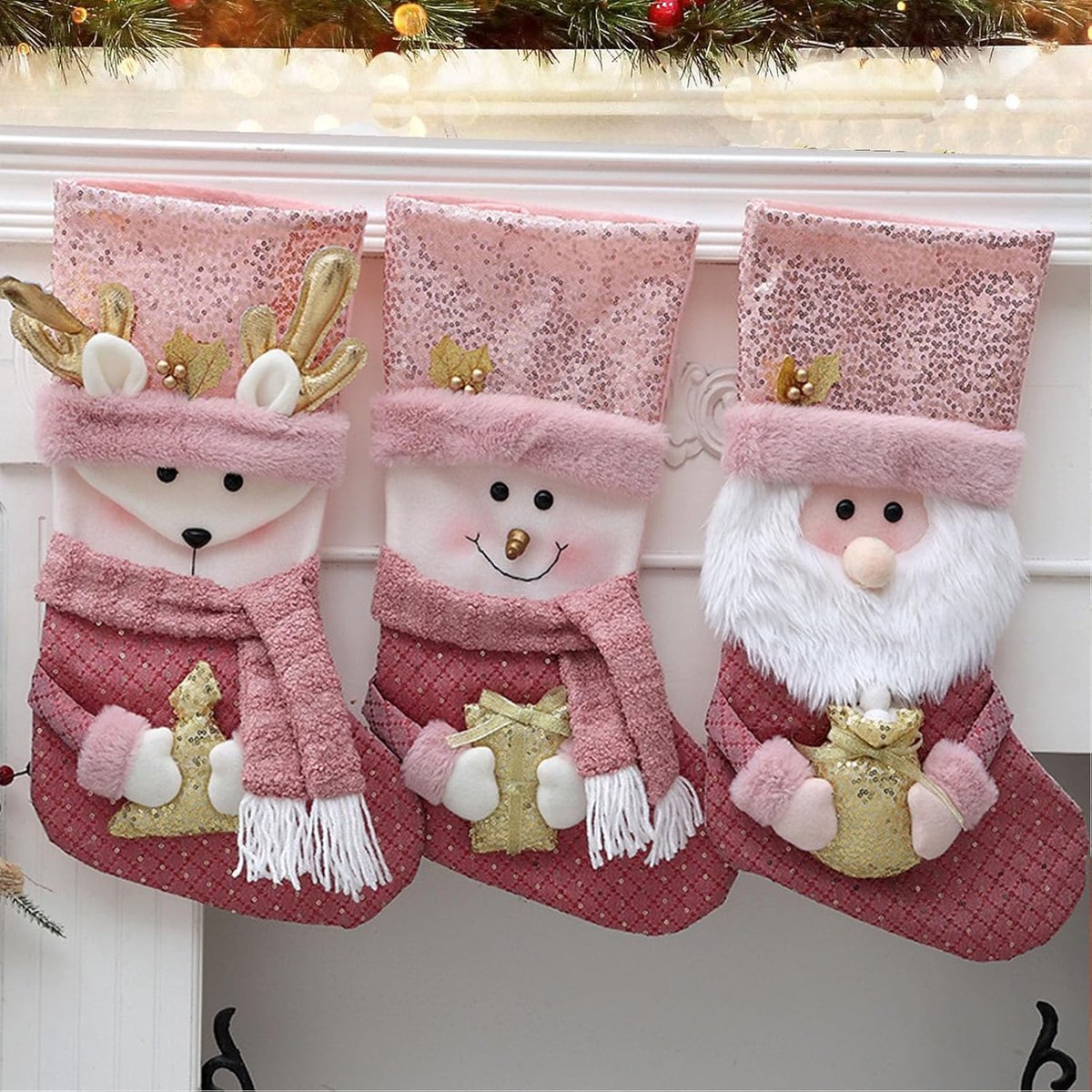 pieces - Christmas stockings - Christmas stocking decoration - Christmas ornament - Christmas decoration - Hangable Christmas Ornament - Decorative sequins - Christmas gift - For Fireplace or Tree Decoration - for festive Christmas decoration in the firep