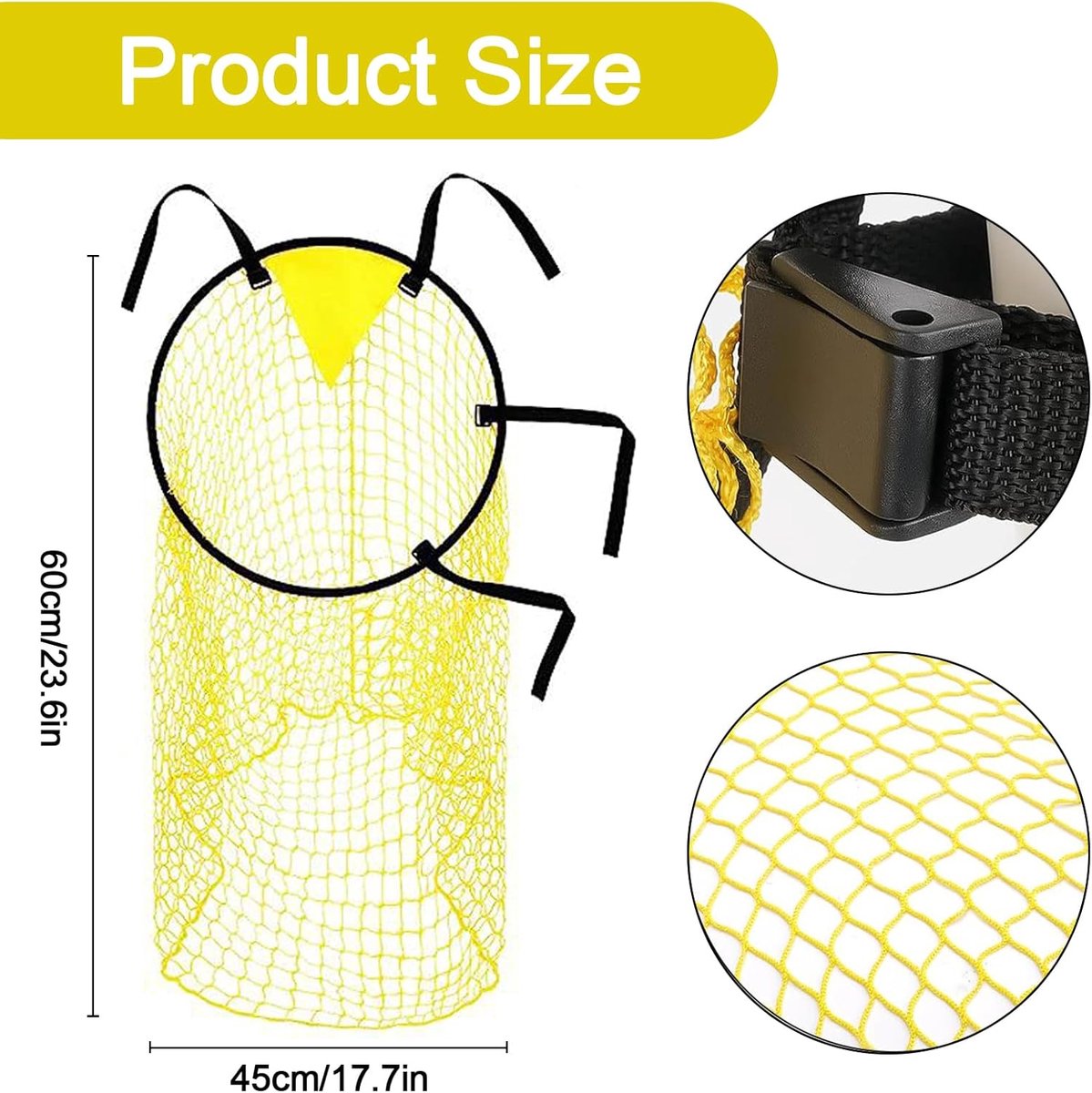 Football Net - Cross Target with Ball Net - Football Goal Net - Football Goal - Target Net - Training Equipment - Football Cross - Football Training - Football Training Equipment - Football Goal Net - for precision training - 45*60 cm - yellow
