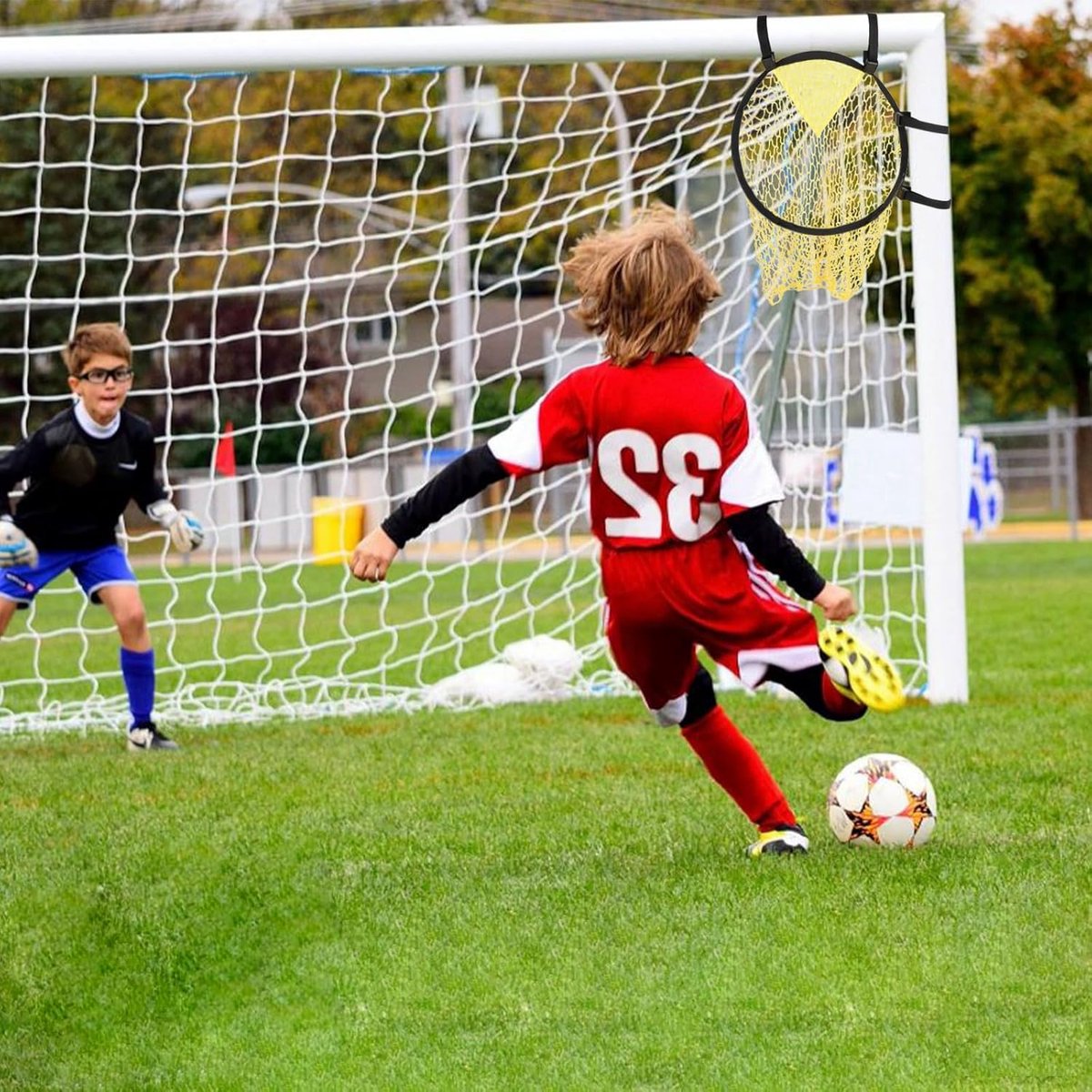 Football Net - Cross Target with Ball Net - Football Goal Net - Football Goal - Target Net - Training Equipment - Football Cross - Football Training - Football Training Equipment - Football Goal Net - for precision training - 45*60 cm - yellow