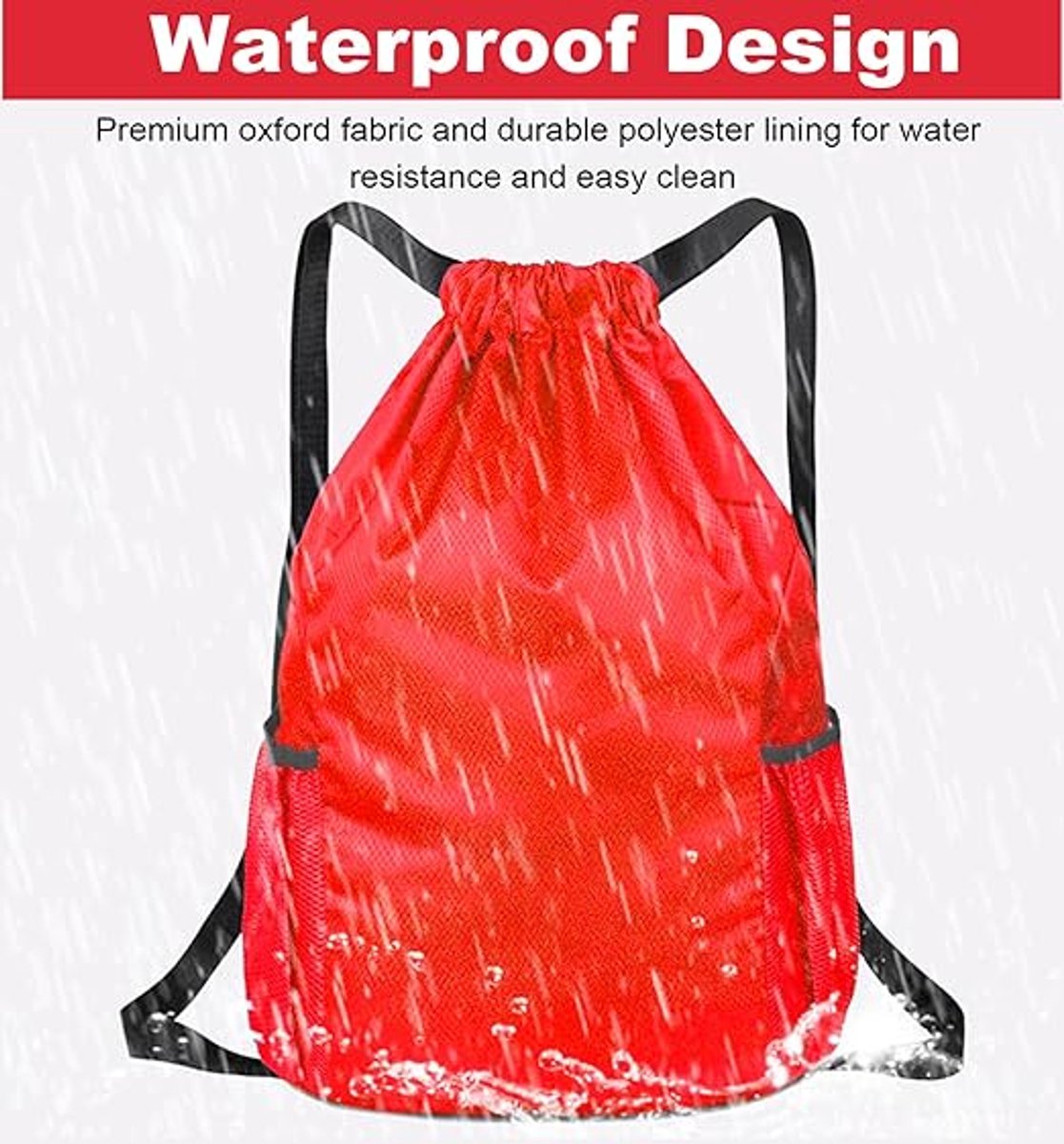 47*38*18cm - Drawstring bag - Drawstring backpack - large unisex sports backpack - with drawstring - gym bag - with two side pockets - backpack - sports bag - waterproof Oxford fabric backpack - waterproof travel bag - for beach, school, travel, outdoor s
