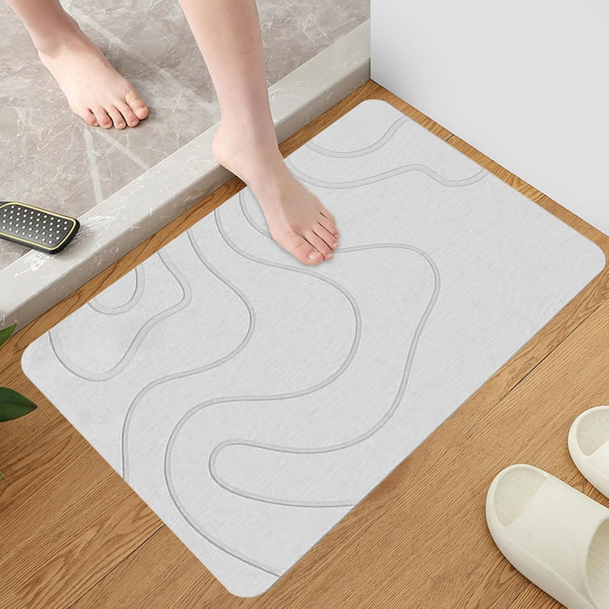 Absorbent Bath Mat - 40*60 cm - Diatomaceous Earth Bath Mat - Non-Slip Diatomite Mat - Non-Slip Shower Mat - Shower Mat - Bathroom Mat - Toilet Mat - non-slip bath mat - water-absorbent mat - entrance doormat - quick-drying bath mat - light grey