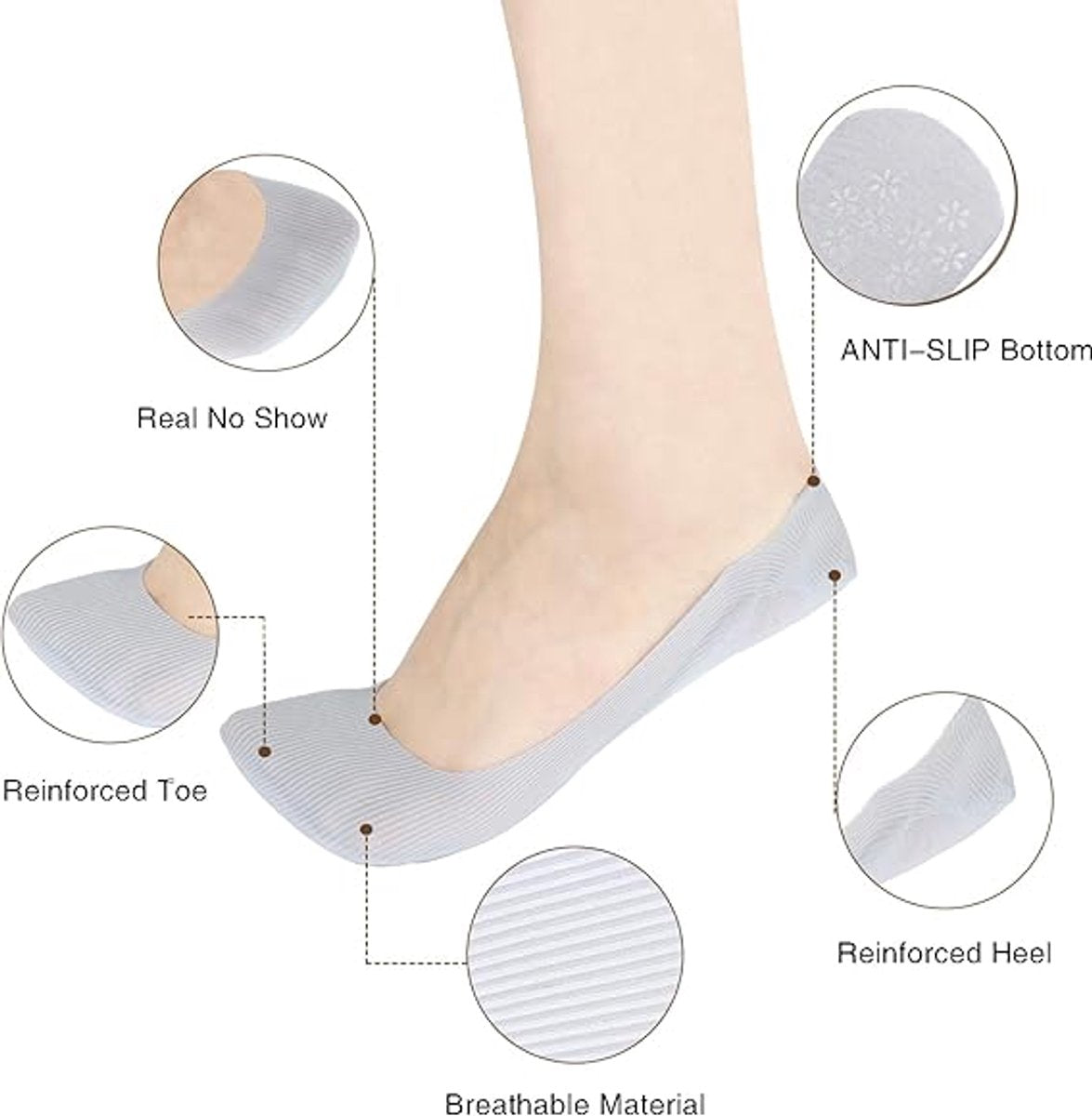 Pairs - Socks - Invisible Socks for Women - No Show Socks for Women for Flat Shoes - Anti-Slip - Invisible - Ultra Low Lining Socks - Hidden Thin Socks - Silicone Foot Protector - Yellow and Grey