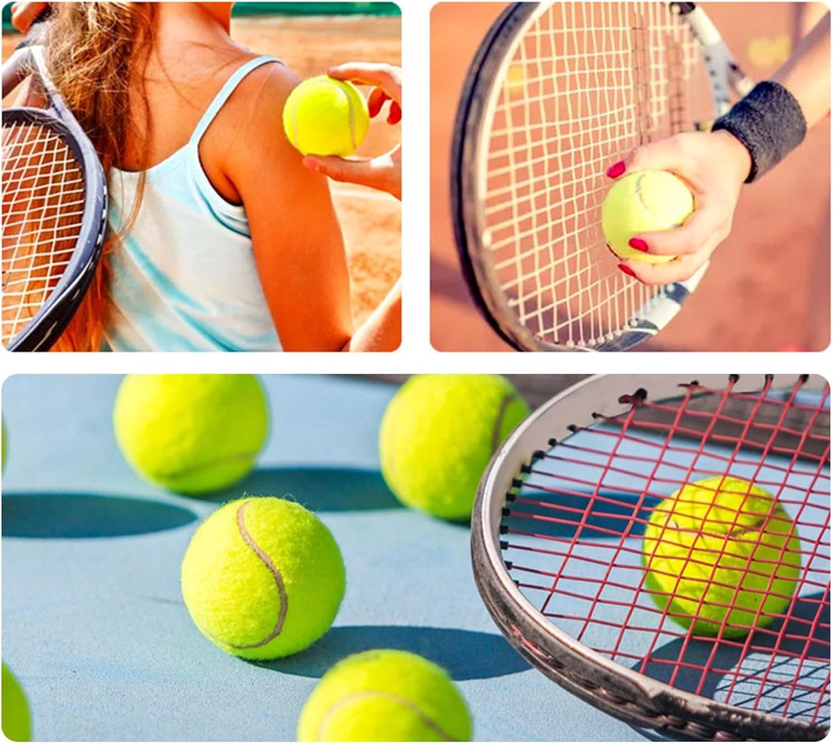 2 pieces - Tennis ball - With 4m rope - Tennis training ball - Training balls - Tennis training set - for personal tennis training, pets, adults, beginner players - 64 mm - green