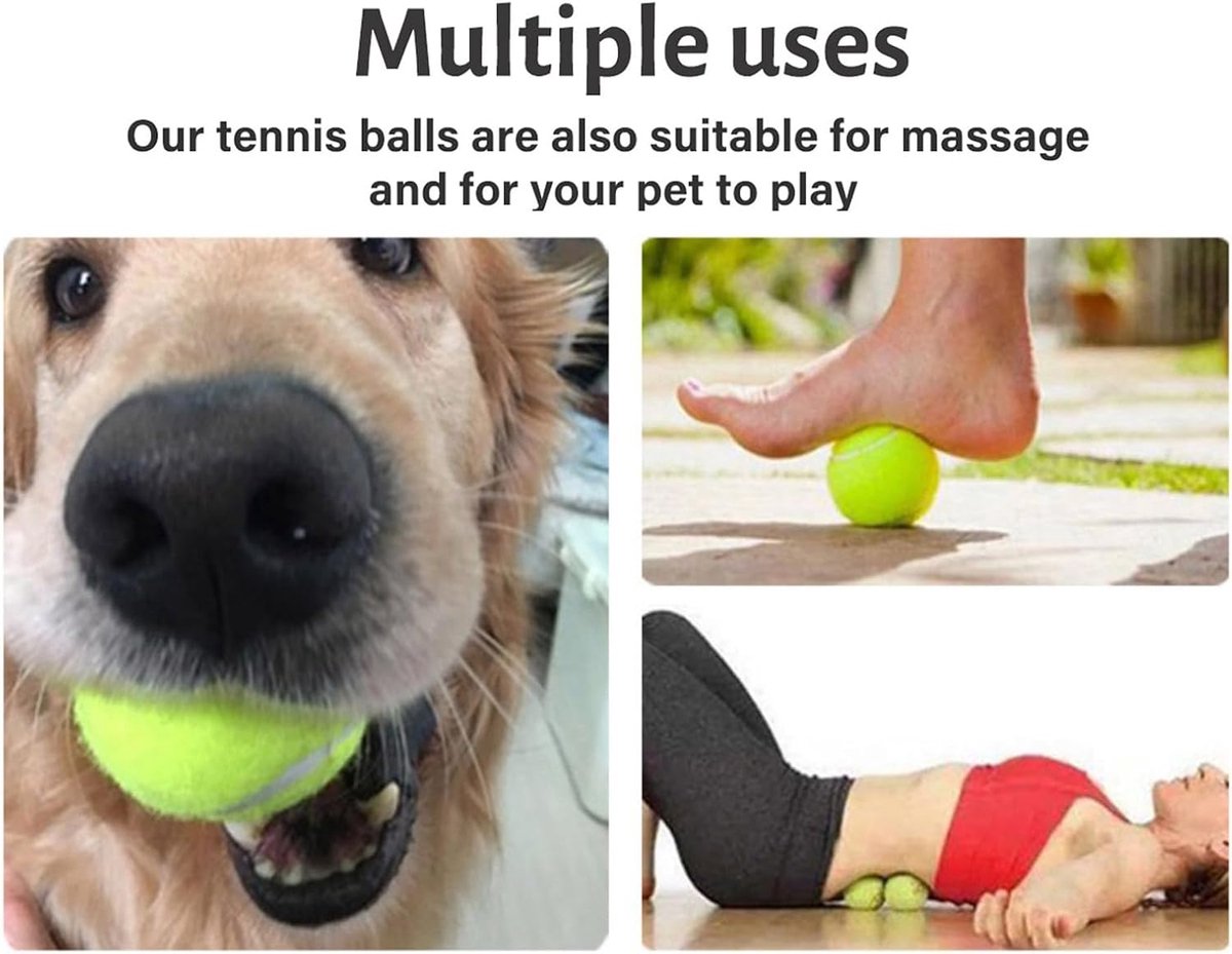 2 pieces - Tennis ball - With 4m rope - Tennis training ball - Training balls - Tennis training set - for personal tennis training, pets, adults, beginner players - 64 mm - green