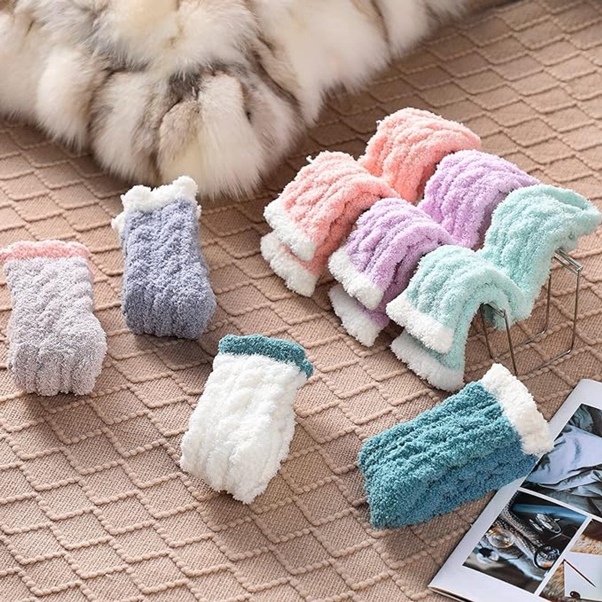 7 Pairs - Warm Winter Socks - socks - cartoon socks - Women's House Socks - Women's Fuzzy Socks - House Socks - Thick socks - Winter Warm Cozy Socks - Soft socks - keep warm - coral fleece - Size 36-40