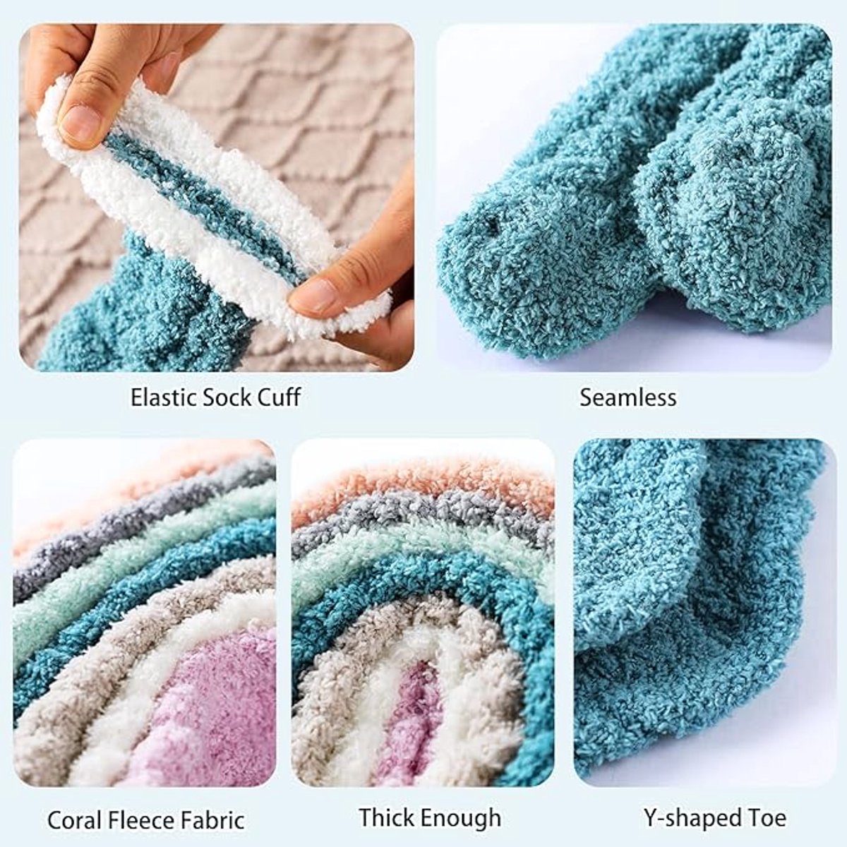 7 Pairs - Warm Winter Socks - socks - cartoon socks - Women's House Socks - Women's Fuzzy Socks - House Socks - Thick socks - Winter Warm Cozy Socks - Soft socks - keep warm - coral fleece - Size 36-40