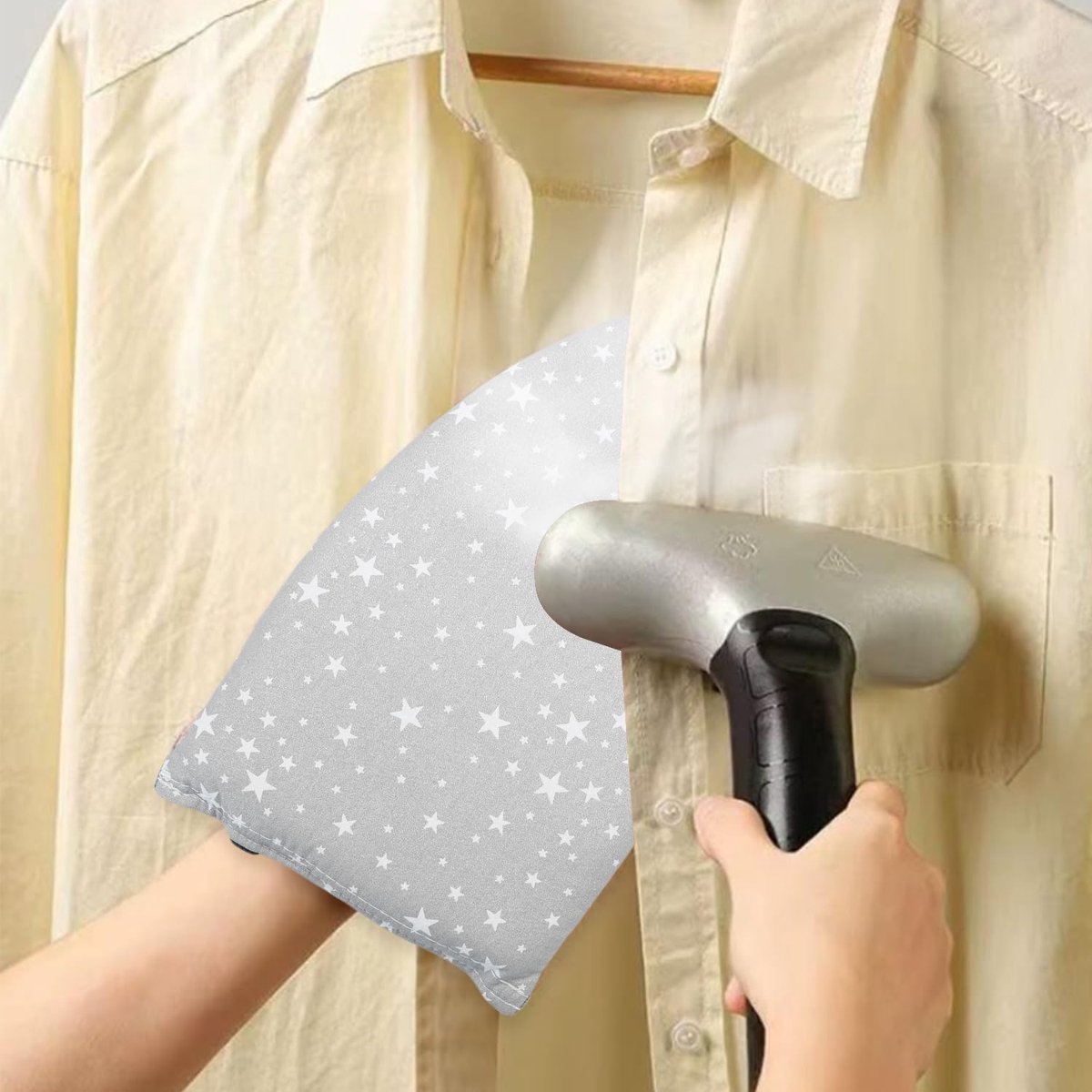 1 piece - Handheld ironing board - Steam glove - Steam ironing glove for clothing - Ironing tool - steam glove for ironing board with finger loop - mini ironing board - ironing board - ironing pad - 24*14 cm - grey