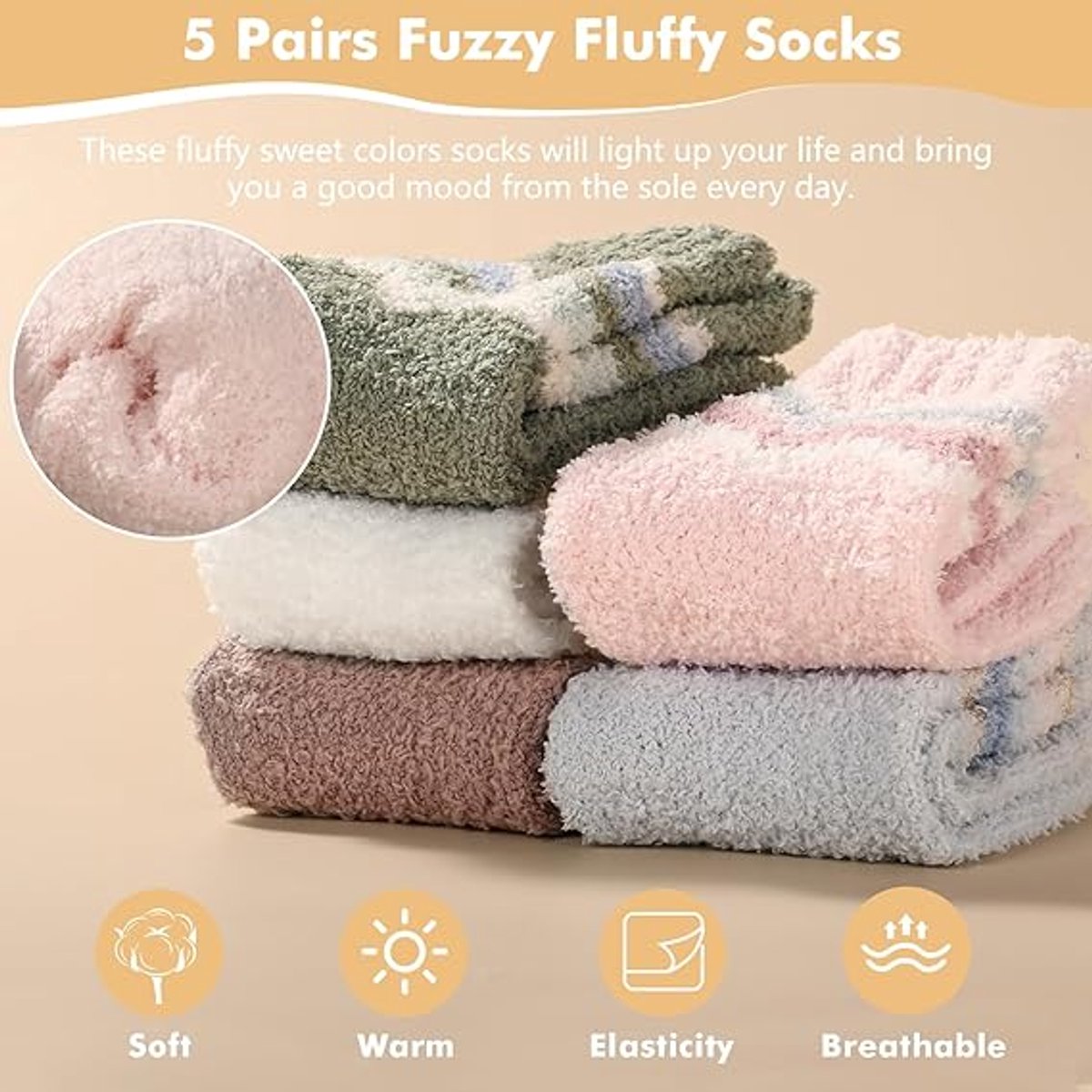 5 Pairs of Socks - women's socks - house socks - Warm Fuzzy Fleece Socks - Warm Winter Sock Set - Thick Socks - Winter Socks - Warm Socks - Sleep Socks - Heated Socks - keep warm - Plush and comfortable - thick plush socks - coral fleece
