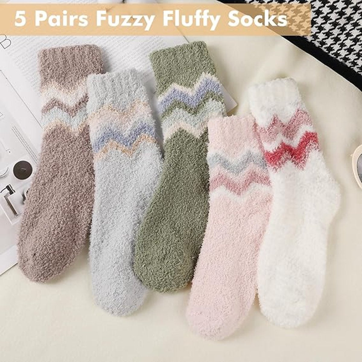 5 Pairs of Socks - women's socks - house socks - Warm Fuzzy Fleece Socks - Warm Winter Sock Set - Thick Socks - Winter Socks - Warm Socks - Sleep Socks - Heated Socks - keep warm - Plush and comfortable - thick plush socks - coral fleece
