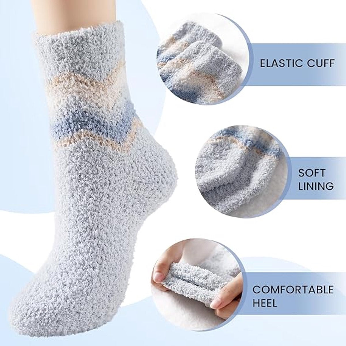 5 Pairs of Socks - women's socks - house socks - Warm Fuzzy Fleece Socks - Warm Winter Sock Set - Thick Socks - Winter Socks - Warm Socks - Sleep Socks - Heated Socks - keep warm - Plush and comfortable - thick plush socks - coral fleece