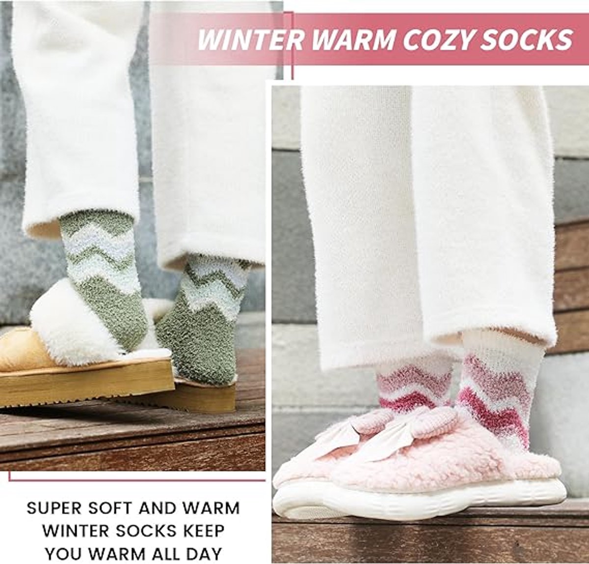 5 Pairs of Socks - women's socks - house socks - Warm Fuzzy Fleece Socks - Warm Winter Sock Set - Thick Socks - Winter Socks - Warm Socks - Sleep Socks - Heated Socks - keep warm - Plush and comfortable - thick plush socks - coral fleece
