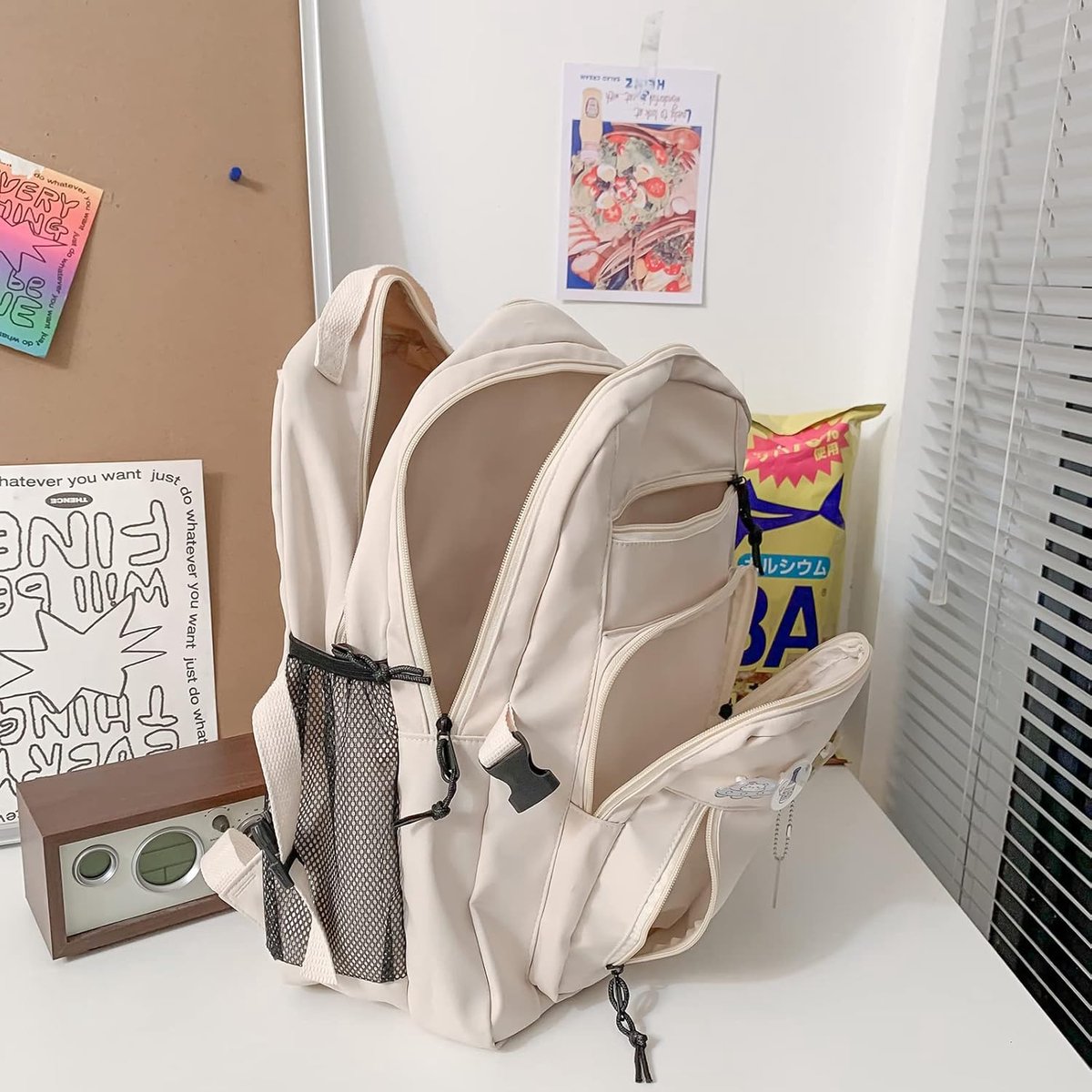 backpack - backpack for girl - Waterproof Girl Backpack - School backpack - boys' backpack - women's backpack - lightweight school bag - School bag - Girls' School Student School Bag - Backpacks - Teenagers - Large capacity school backpacks - White