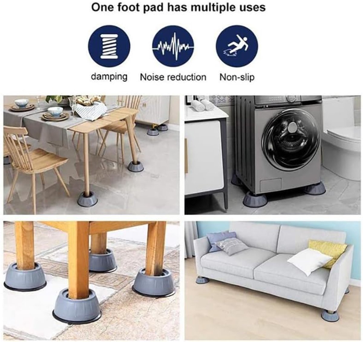 4 Pieces Vibration Washing Machine Feet - Shock Absorbers - Rubber Feet - Washing Machine Shock Absorbers - Non-slip and Quiet - Washing Machine Stand - Suitable for Washing Machine Stands - Washing Machine and Dryer Feet