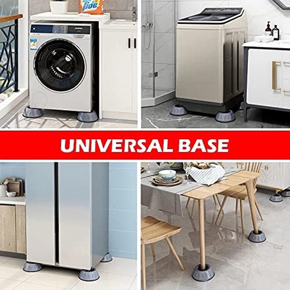 4 Pieces Vibration Washing Machine Feet - Shock Absorbers - Rubber Feet - Washing Machine Shock Absorbers - Non-slip and Quiet - Washing Machine Stand - Suitable for Washing Machine Stands - Washing Machine and Dryer Feet