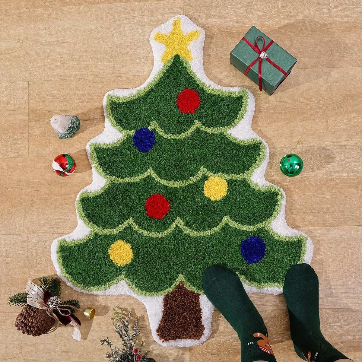 Carpet - 40*60 cm - Doormat - Christmas Bath Mat - Christmas Floor Mat - Christmas Tree Bath Mat - Absorbent Bath Mat - Non-Slip Shower Mat - Shower Mat - Bathroom Mat - Toilet Mat - Bedroom Floor Mat - Bedroom Carpet - Living Room Carpet - Home Decoratio