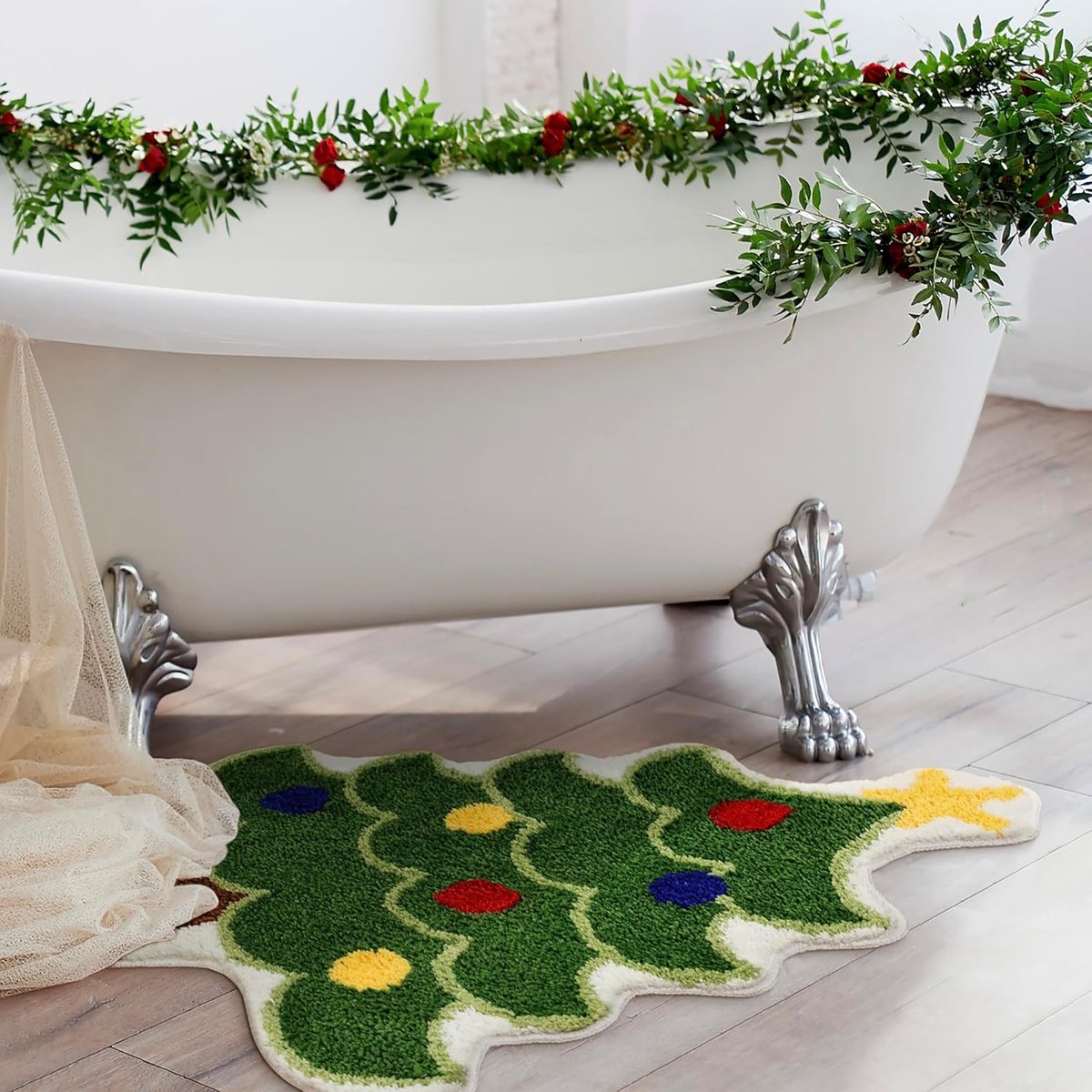 Carpet - 40*60 cm - Doormat - Christmas Bath Mat - Christmas Floor Mat - Christmas Tree Bath Mat - Absorbent Bath Mat - Non-Slip Shower Mat - Shower Mat - Bathroom Mat - Toilet Mat - Bedroom Floor Mat - Bedroom Carpet - Living Room Carpet - Home Decoratio