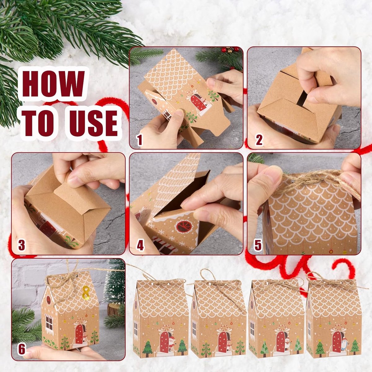 24 Pieces Advent Calendar Gift Boxes - Christmas Treat Boxes Gift Packaging - Triangular Advent Calendar Gift Boxes - Christmas - Number Stickers - DIY Advent Calendar - Party and Gift Box for Candy Gift Decorations