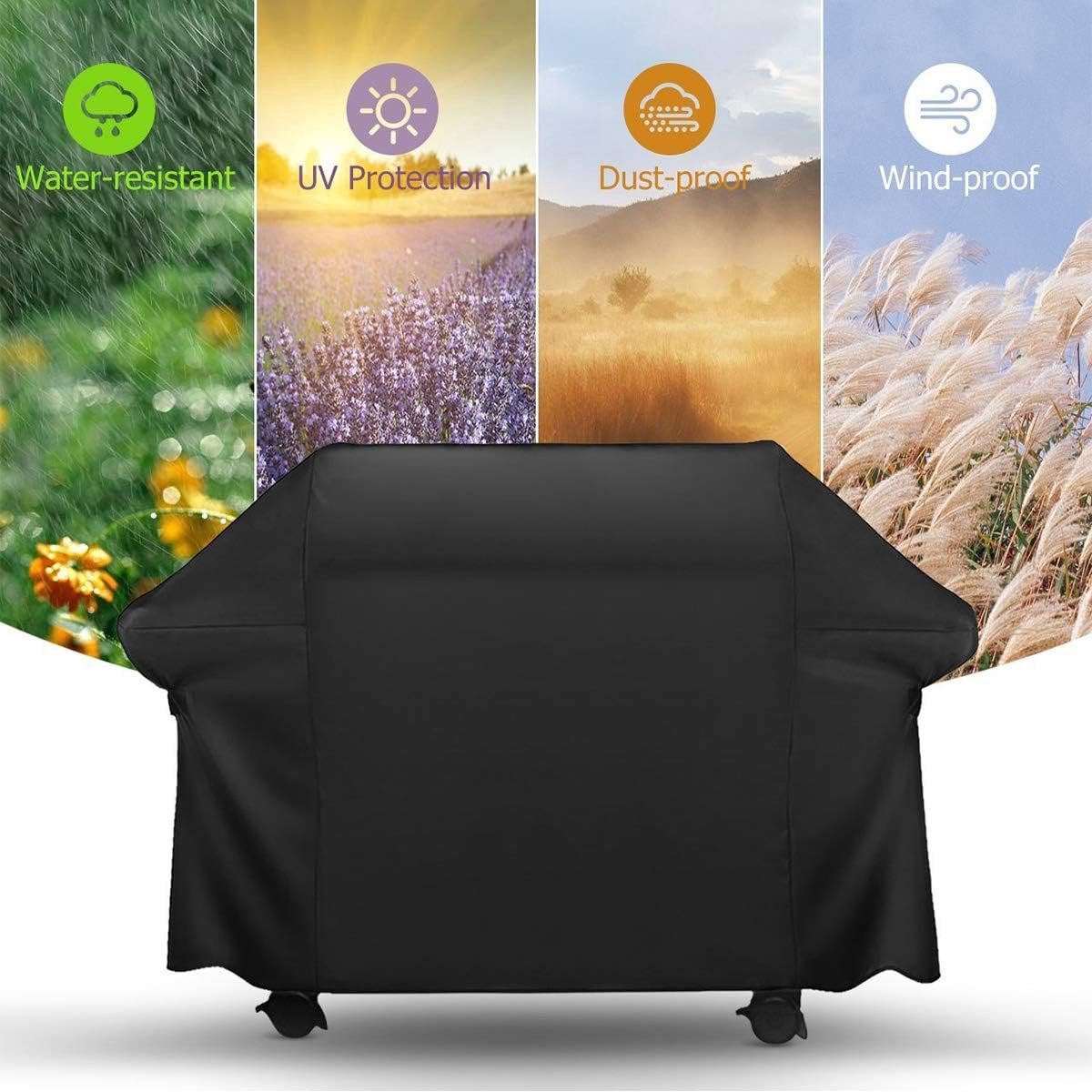 BBQ Cover 420D Oxford Fabric Barbecue Protective Tarpaulin Shockproof UV-Resistant and Waterproof (152 x 76 x 121 cm)
