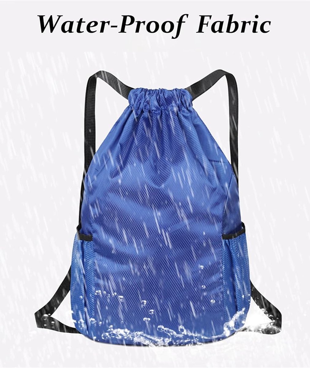 47*38*18cm - Drawstring bag - Drawstring backpack - large unisex sports backpack - with drawstring - gym bag - with two side pockets - backpack - sports bag - waterproof Oxford fabric backpack - waterproof travel bag - for beach, school, travel, outdoor s