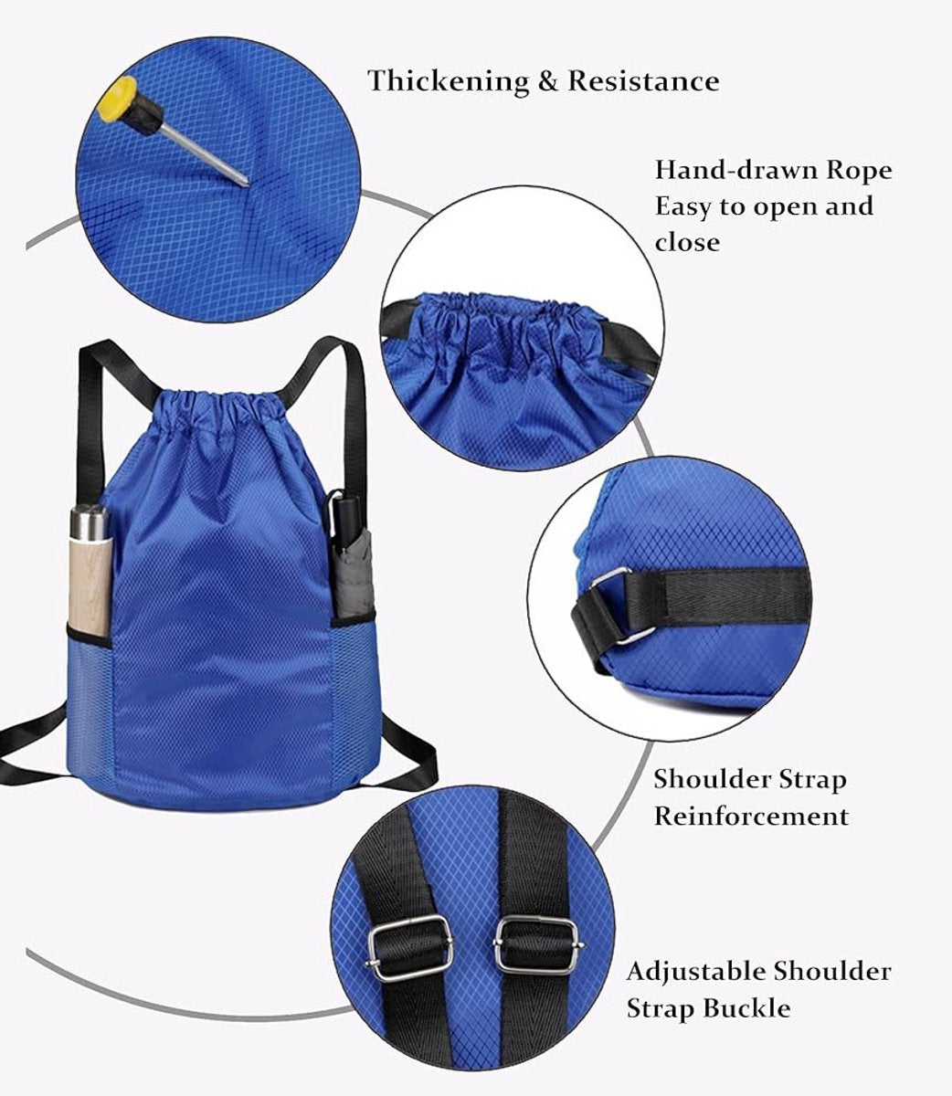 47*38*18cm - Drawstring bag - Drawstring backpack - large unisex sports backpack - with drawstring - gym bag - with two side pockets - backpack - sports bag - waterproof Oxford fabric backpack - waterproof travel bag - for beach, school, travel, outdoor s