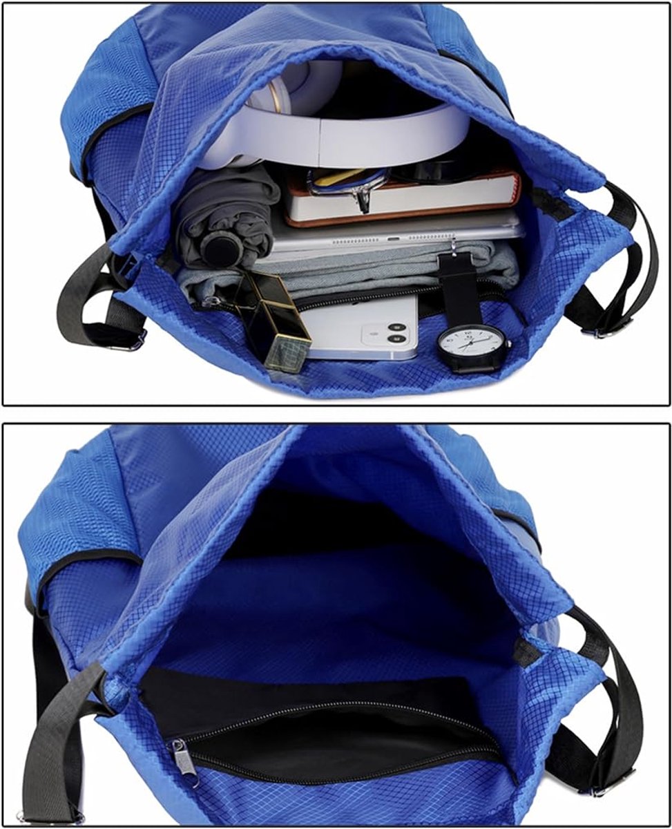 47*38*18cm - Drawstring bag - Drawstring backpack - large unisex sports backpack - with drawstring - gym bag - with two side pockets - backpack - sports bag - waterproof Oxford fabric backpack - waterproof travel bag - for beach, school, travel, outdoor s