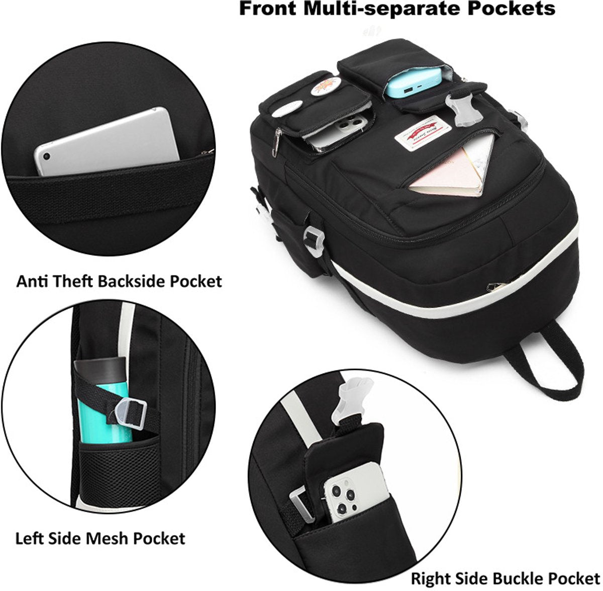 Backpack - School Bag - Backpack - Girl Backpack - School Backpack - School Bag - Laptop Backpack - 30 Liters - BlackA