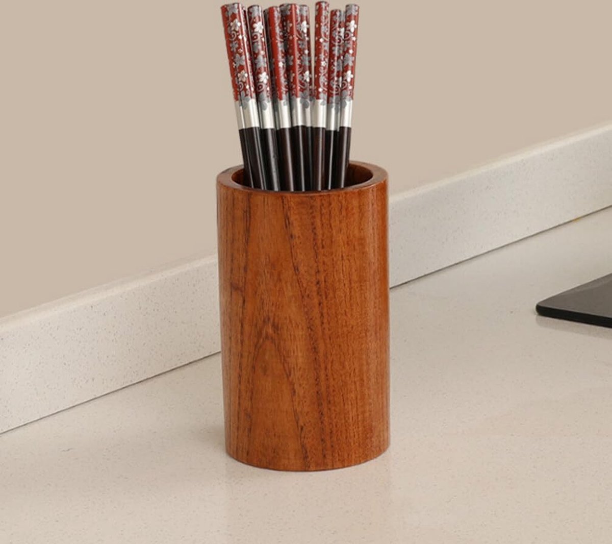 Cutlery Stand - Wooden Kitchen Utensil Holder - Cutlery Holder - Countertop Organizer - Cutlery Drainer - Chopstick Holder - Wood - 15cm - Kitchen Aid for Kitchen - Kitchen Organizer