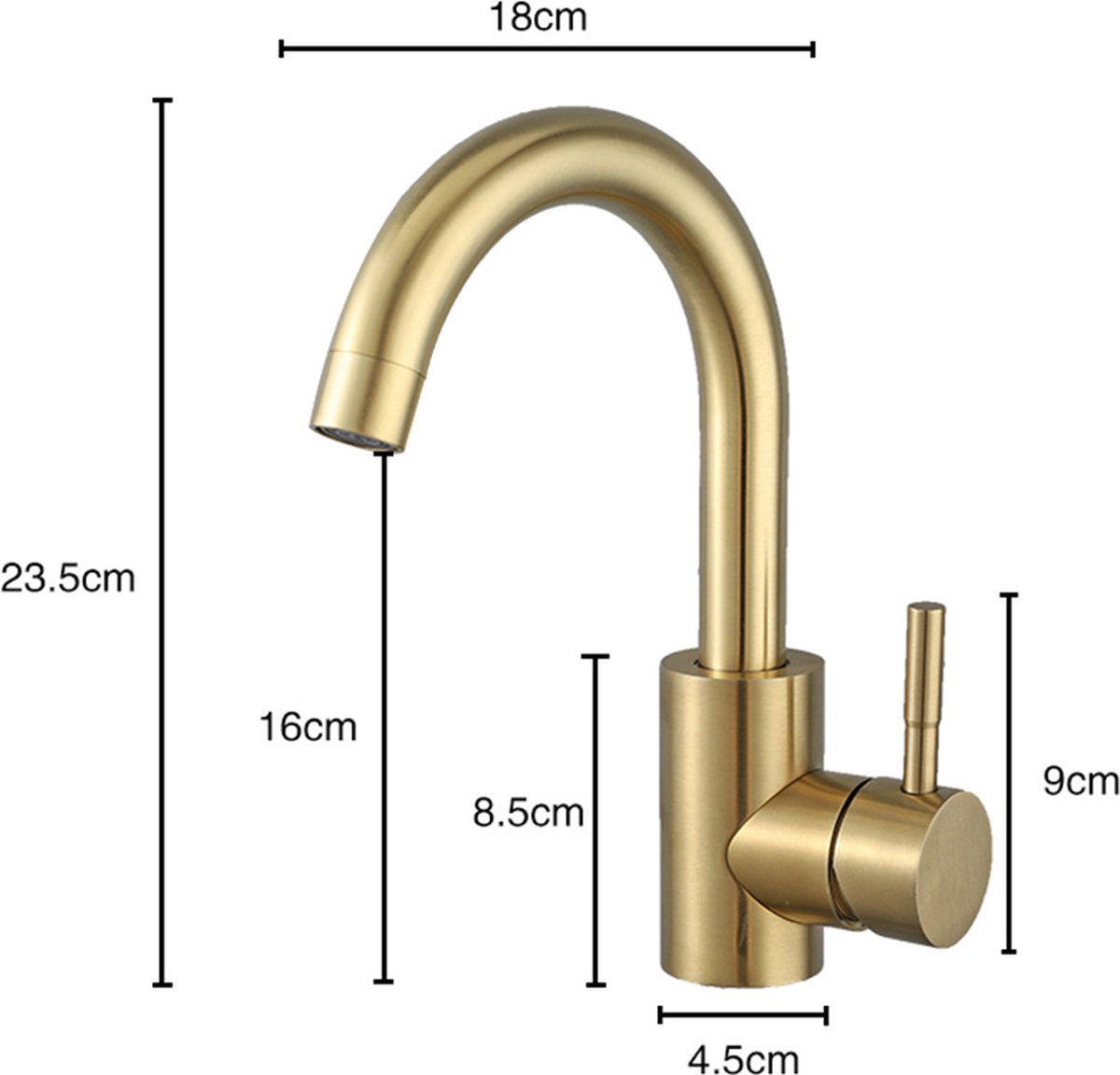 Faucet - Kitchen Faucet - Sink Faucet - 360° Rotatable Mixer Tap - Stainless Steel - Gold - with Cover Plate - for 1-3 Hole Installation
