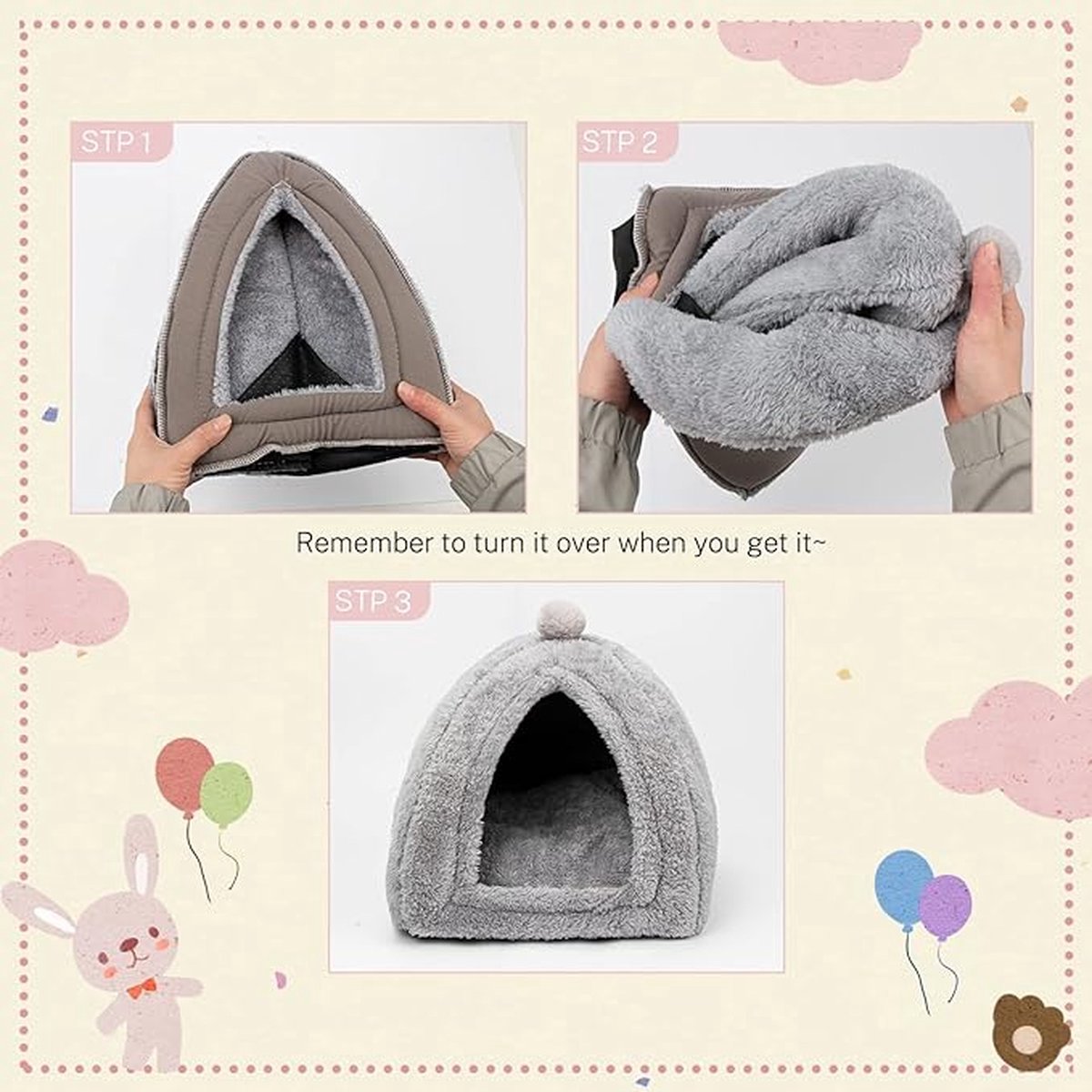 Rabbit hutch - Gray - 1 piece - 34*34*36cm - For rabbit guinea pig ferret - Rabbit hutches - For indoor use - Rodent cage - Rodent house