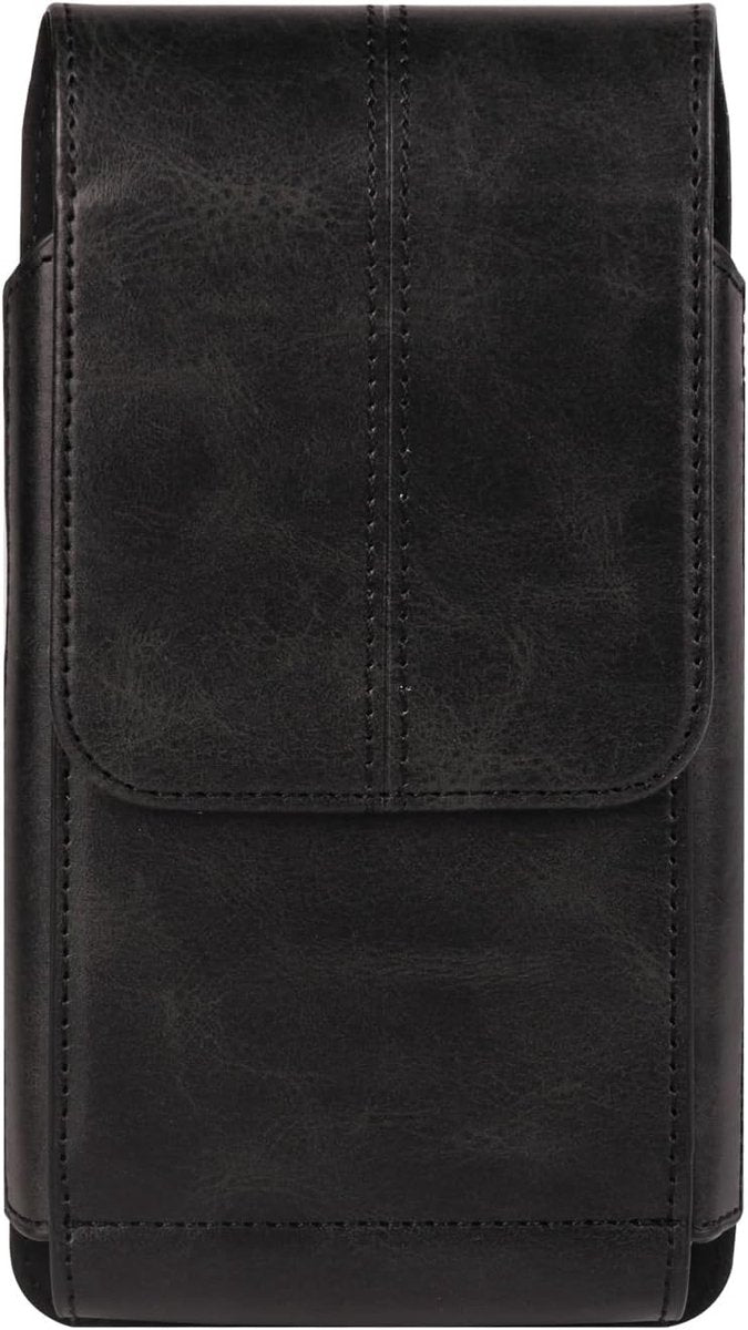 Phone Bag - Black - 15.5*8*2cm - PU Leather - For 6.1 Inch Mobile Phones - With Belt Clip - With Credit Card Slot - Phone Holder Belt Men - Waist Bag - Outdoor Belt Bag - Suitable for Hiking/Outdoor Sports