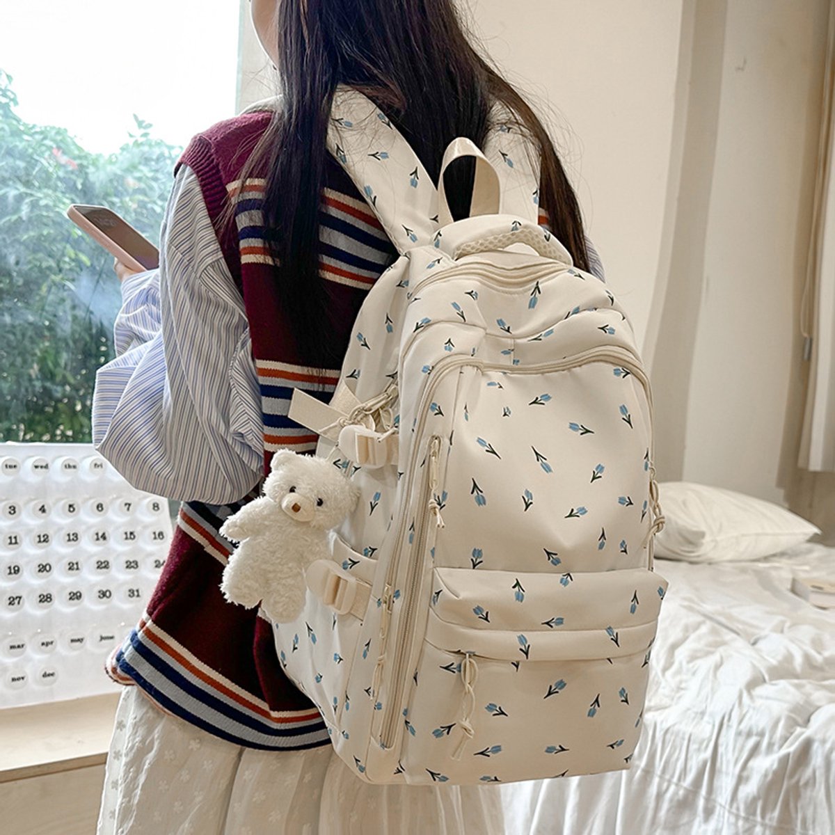 Backpack - School Bag - Backpack - Girl Backpack - School Backpack - School Bag - Tablet Backpack - 20 Liters - Orchids