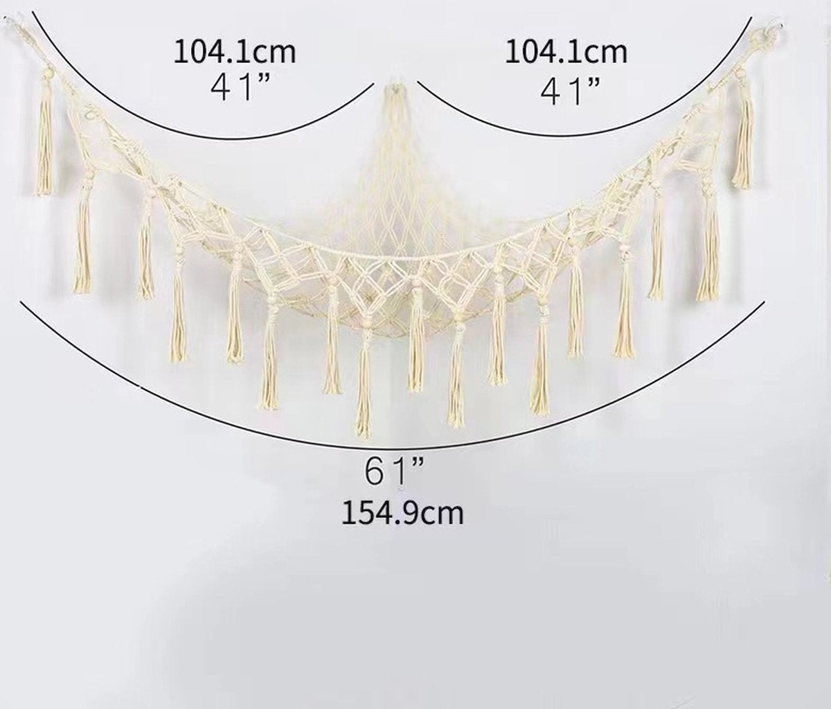 Toy Hammock - Net Bag - White - Hammocks - Stuffed Animal Hammock Storage Stuffed Animal Net Bag - Storage Bag - Toy Storage, Hammocks & Accessories - Cotton Rope Weaving - 104*104*155CM (Toys not included)