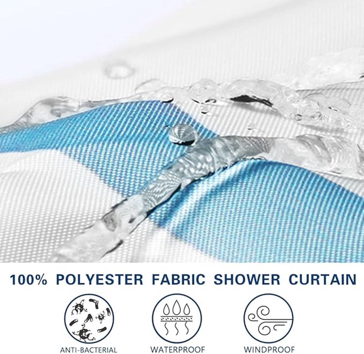 Shower curtain - 180 x 200 cm - romantic stripes - polyester - color - with hooks - Anti-mold - Waterproof - Bathroom decoration