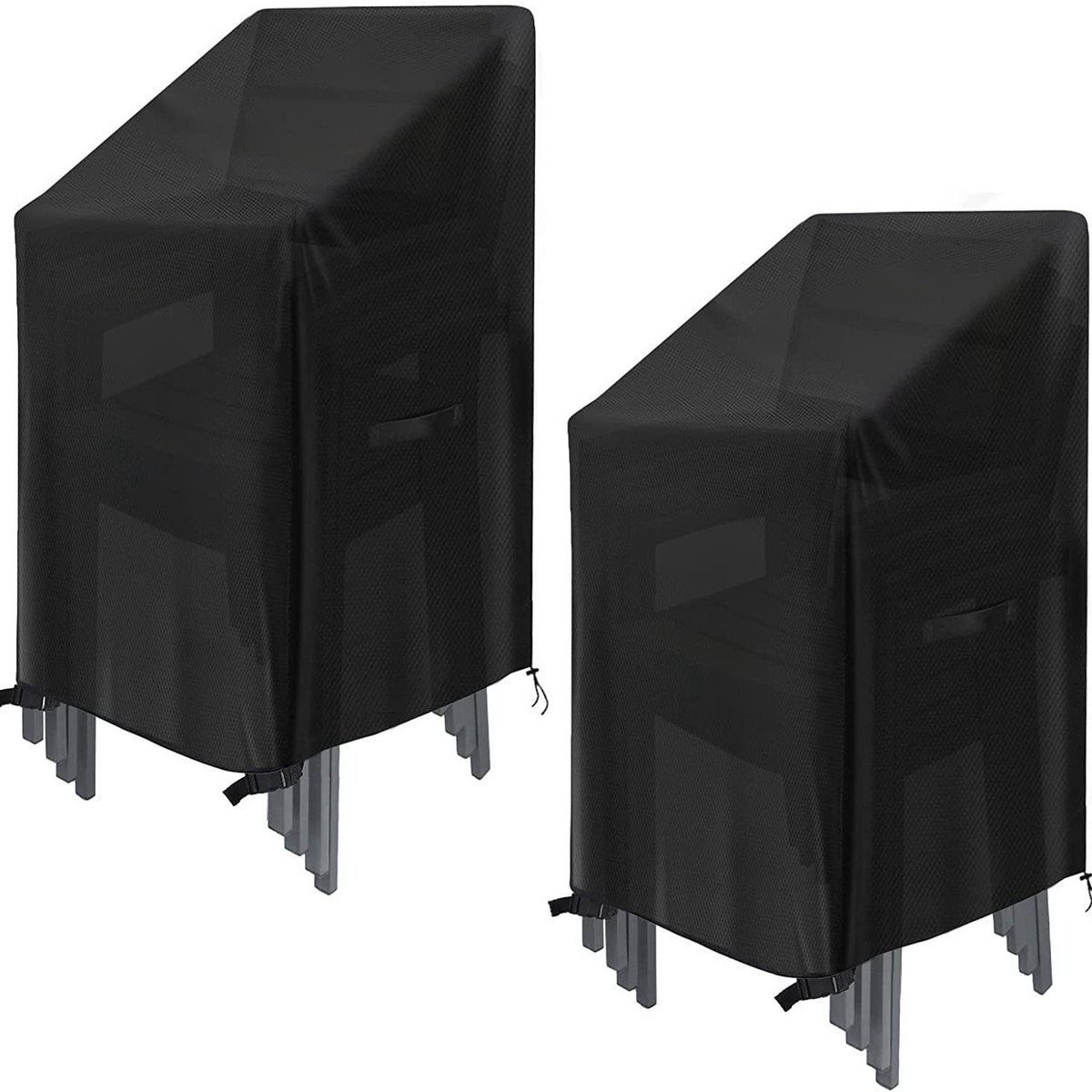 Waterproof garden chair covers - Pack of 2 - Garden furniture cover - Waterproof, weatherproof outdoor chair cover - 210D Oxford - Outdoor chair cover - Patio stacking chair cover - Black stacking chair cover - 75 x 75 x 120 cm - Black