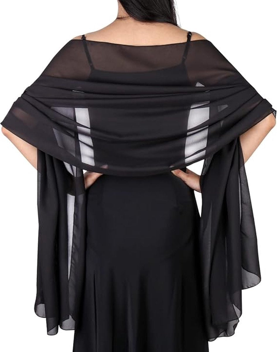 Shawl - Chiffon Scarf - Women's Scarf - Thin Wrap Scarf - Stole - Shawl - Black - 200*70cm - Shawls for Evening Dresses - Chiffon Stole - for Bride Wedding Shawl