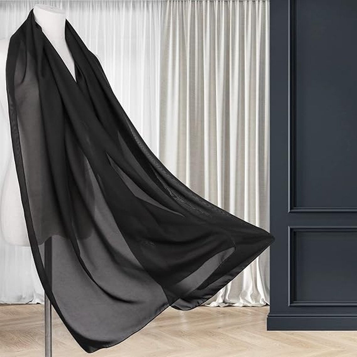 Shawl - Chiffon Scarf - Women's Scarf - Thin Wrap Scarf - Stole - Shawl - Black - 200*70cm - Shawls for Evening Dresses - Chiffon Stole - for Bride Wedding Shawl