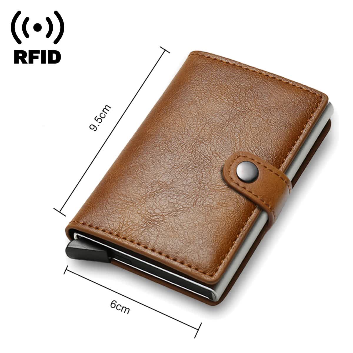 Carbon Fiber Credit Card Holder RFID Slim Wallet Compatible withSamsung Minimalist Thin Pop Up Metal Wallet Small Black Bronze