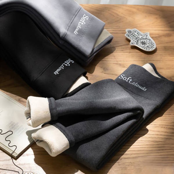 Women's Thick Fleece Lined Leggings Stretchy Thermal Winter Pants Light Grey 3XL