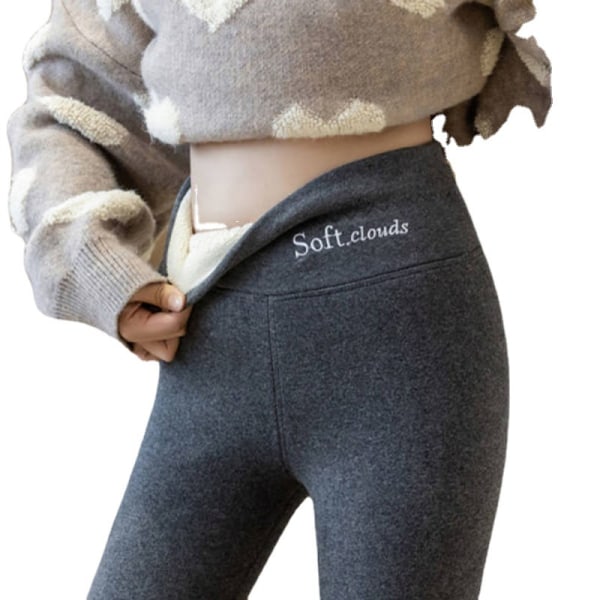 Women's Thick Fleece Lined Leggings Stretchy Thermal Winter Pants Light Grey 3XL