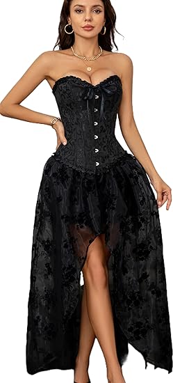 Corset Tops for Women, Bustier Shapewear Lingerie, Lace Waist Push Up Bodysuit black S