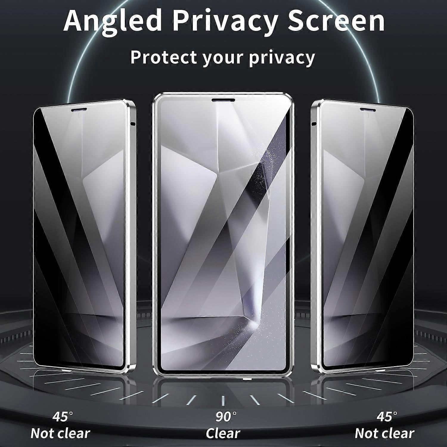 Compatible with Samsung Galaxy S25 Ultra Case Anti-Spy Dual-Sided Tempered Glass Magnetic Phone Case by WELLNGS Black