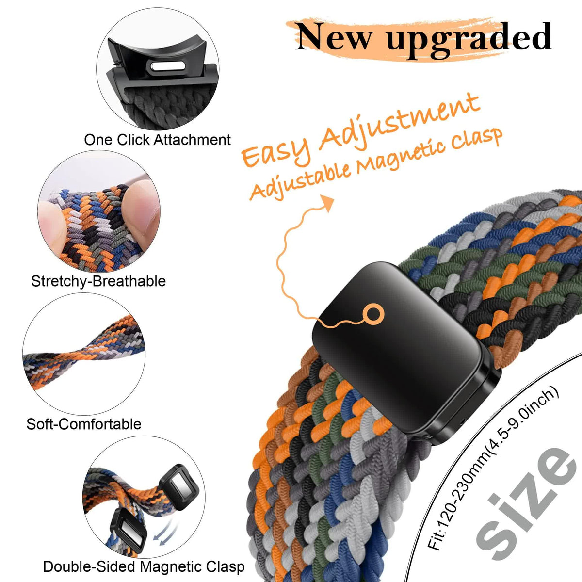 Compatible with Samsung Galaxy Watch 4 5 6 Classic/Pro Compatible Braided Magnetic Strap Without Gap 40mm 43mm 44mm 45mm 47mm Rainforest Green