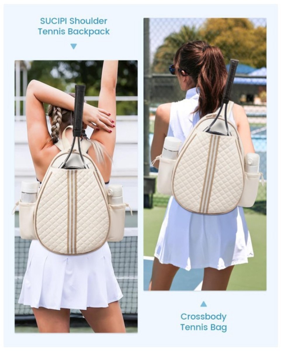 Backpack - Sports Bag - Tennis Bag - Shoulder Bag - Lightweight - Multifunctional - Women's Sports Bag - Men's Sports Bag - Suitable for carrying tennis rackets, tennis balls and badminton shuttlecocks - Large Capacity - Beige